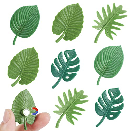 8 Stück Monstera Pflanzen Kühlschrankmagnete, Tropische Blätter Kühlschrankmagnete 3D Fridge Magnet Dekorative Refrigerator Magnets für Kühlschrank Schließfach Küche Zuhaus Büro (Grün)