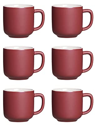 Ritzenhoff & Breker Espressotassen Jasper, 6er Set, Beere, 100 ml, Mokkatassen aus Steinzeug, Soft-Touch-Haptik & Mattglasur