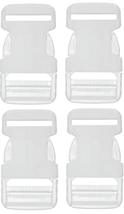 4 spille per zaino, scegliere dimensioni e colore, fibbie in plastica, chiusura in polipropilene, chiusura e rondella per zaino, chiusura per borse, chiusura a zaino, (4 x 32 mm, chiusura trasparente)