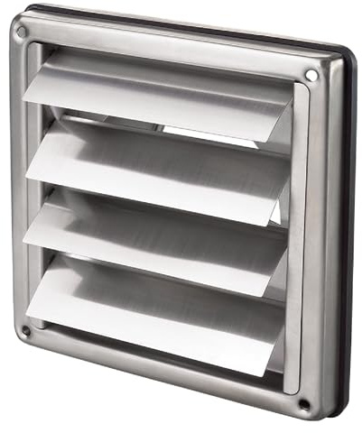 Rückstauklappe 100 mm aus Edelstahl – Lüftungsgitter mit beweglichen Lamellen für Außenwand | Rückschlagklappe selbstschließend & rostfrei für Abluftsysteme