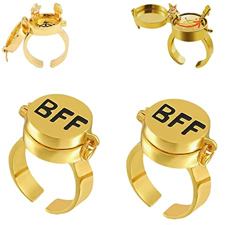 YeahBoom 2 Stück Beste Freunde für Immer Ringe,Einstellbar Offene Kappe Ring,Süßes BFF Ring,Freundschaftsring,Schmuckgeschenke für Frauen Mädchen