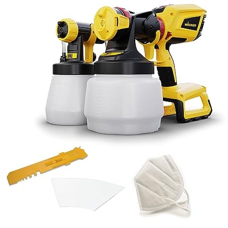 WAGNER Akku-Farbsprühsystem W 600 FLEXiO 18V (Akku und Ladegerät sind nicht im Lieferumfang enthalten) für Wand- und Latexfarben, Lacke & Lasuren, Behälter 1300 ml + 800 ml