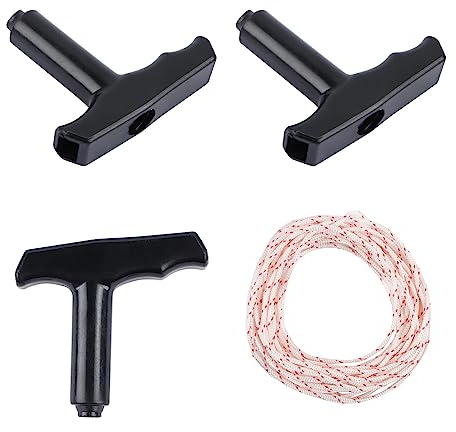 RUNEAY - Cuerda de arranque para cortacésped, 10 metros de diámetro de 3,5 mm, con 3 mangos para cortacésped, motosierra, recortador, cepillo para cortacésped, piezas de motor