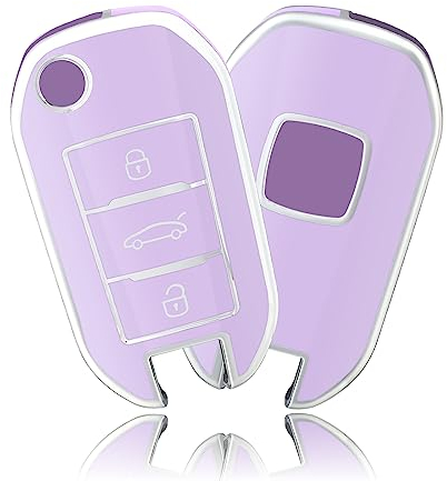 OFFCURVE Schlüsselhülle Autoschlüssel Hülle, Schlüsselcover Schlüsselgehäuse Schlüssel Schutzhülle Passt für Peugeot 208 307 308 407 508 2008 3008 5008 Traveller Citroen C3 C4 C4L C5 DS6 Picasso Ople