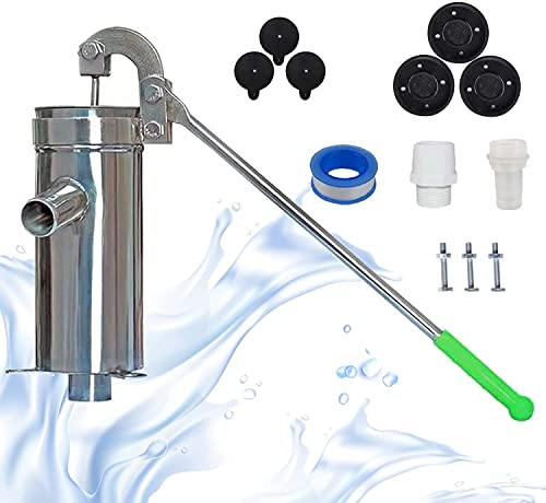 TIMILAND Modern Stainless Steel Manual Well Water Pump, Deep Well Hand Pump for Home Garden Yard, 10m Suction Depth, 1.7kg, Triangle Welded Base
