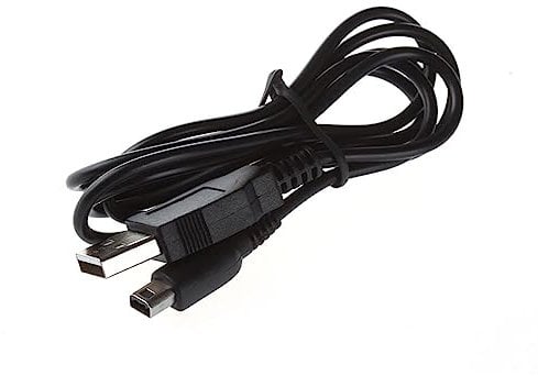 1M USB Charger Cable Compatible for Nintendo 3DS / 3DS XL/New 2DS XL / 2DS / DSi - Black Quality Compact Strong Power
