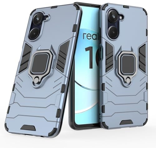Max Power Digital Funda para móvil Realme 10 Carcasa Magnética con Anillo Imán Antigolpes Resistente Rígida Dura [Tecnología Absorción Golpes] (Realme 10, Azul Marino)