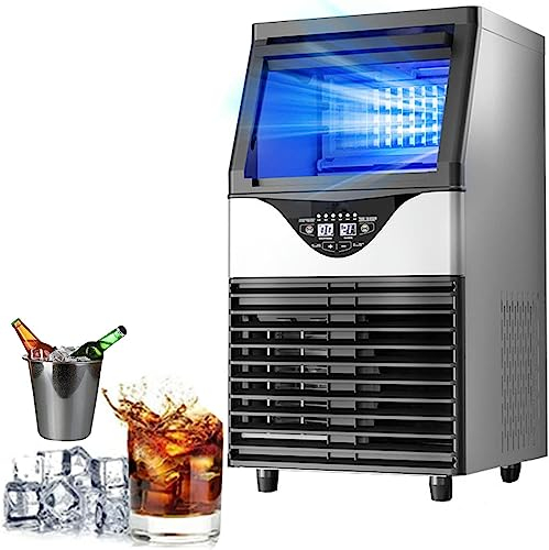 Ice Cube Makers, Commercial Ice Maker, under Counter Ice Machine W/ 22LBS Ice Bin, Stainless Steel Ice Maker with LCD Panel,24H Timer, Self Clean, for Restaurant/Bar/Office/Coffee Shop,172 lbs/24hr/50