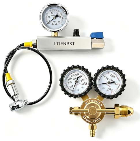 LTIENBST Kvävefyllningssats för stötdämpare med Schraderventil 556 & 700Psi Kvävemätare Kväveregulator Verktyg för stötdämpare Compatible with Off-road Bike, ATV, ATC, UTV, Dirt Bike
