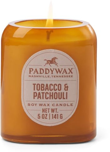 Paddywax Scented Candles Vista Collection Vintage Style Artisan-Kerze in Milchglas, 142 g, Tabak und Patschuli