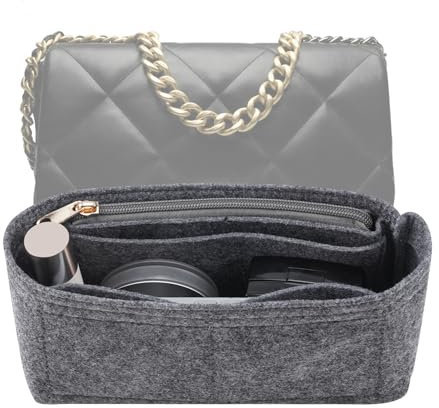 LOUKAYCCI Geldbörsen-Organizer-Einsatz für Chanel 19 Maxi Flap Bag Organizer Einsatz Handtasche (Grau, Maxi)