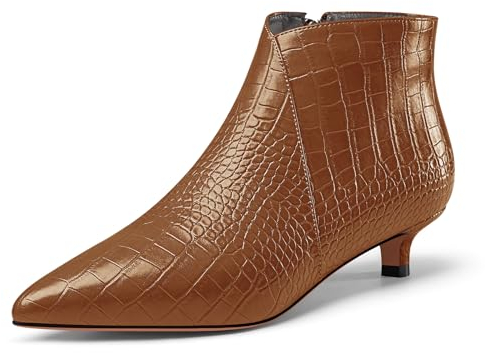 Castamere Donna Chiusa a Punta Basso Gattini Tacco Heel Cerniera Stivaletti Ufficio Casual Dress Stivali 3.5 CM Heels Marrone 42 EU