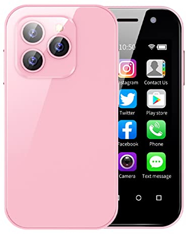 Rainbuvvy 4G LTE Mini Smartphone, 4GB RAM 128GB ROM, 3.0inch Android 12 Octa Core Dual Camera 2600 mAh OTG Face Unlock WiFi GPS APP Store, Backup Mobile Phone per adulti bambini studenti (Rosa)