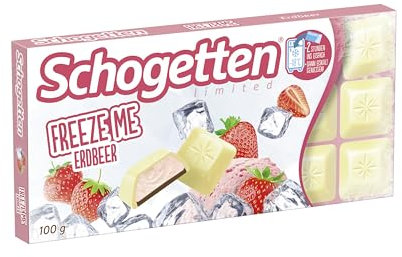 Schogetten Freeze Me Erdbeer | Limited Edition | Einfrieren und eiskalt genießen | 100 g Schokoladen-Tafel