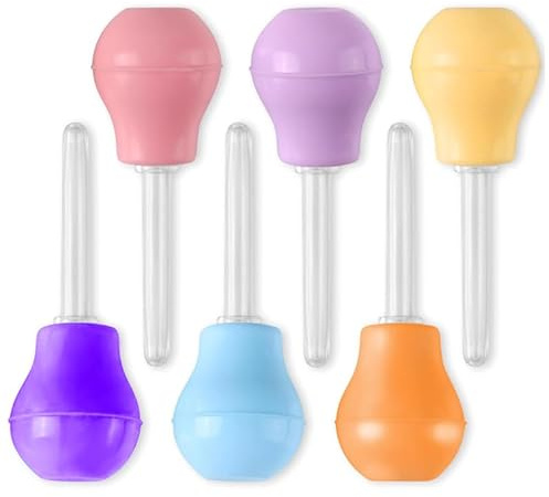 niCWhite 6pcs Pipettes Dropper for Kids, Liquid Droppers Water Play Toys | Jumbo Silicone Plastic Pipettes for Children Coloful Sensory Toys, Ages 3+, Preschool Science Sensory Bin Accessories
