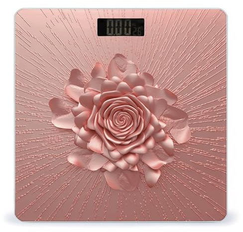 Weight Scale, Rose Gold Print Digital Scale Bathroom Scale LCD Display Scale Body Weight Scale Portable Scale