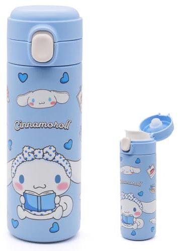 Cinnamoroll Botella Termica 420ML Kawaii Agua Acero Inoxidable Reutilizable, A Prueba de Fugas, Para Deporte, Gimnasio, Viaje, Colegio, Blue