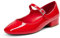 GENSHUO Mary Jane Scarpe da Donna, Ballerine con Punta Quadrata, Scarpe Comode e Semplici con Soletta Imbottita, Pelle Verniciata Rossa, 42 EU