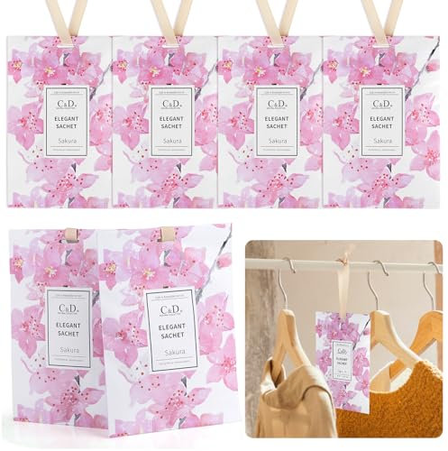 6 Stück Duftsäckchen Kleiderschrank, 20g Schrankduft Frische Sachets, Kleiderschrank Duft, Aromatherapie Dufterfrischer Taschen für Schubladen, Schränke, Autos, Garderoben (Kirschblüte)