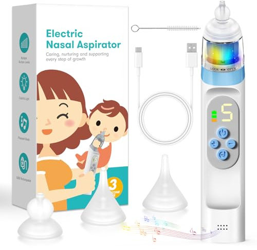 ChapStick Nasal Aspirator, Baby Nasensauger Staubsauger, Ausgestattet Mit 5 Stufen Der Saugkraft Und 3 Spitzengrößen, Wiederaufladbar Mit Beruhigendem Licht Und Musikfunktion