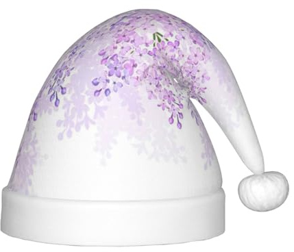 HTTUP Gorro de Navidad unisex con estampado de flores lilas en flor para exteriores, regalo de accesorios de Navidad
