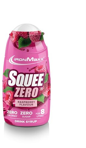 IronMaxx SqueeZero - Sirop sans sucre & zero calorie, Framboise 65ml | Boisson sans sucre au goût rafraîchissant | Prépare jusqu’à 8 litres de boisson zero sucre