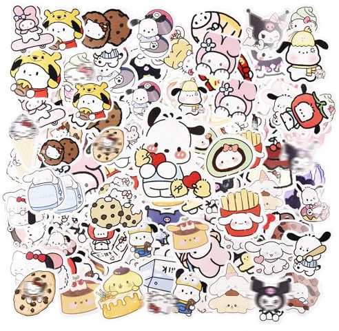 60 Stück Sanri Sticker Kinder, Anime Sticker Kawaii Sticker, Wasserfester Vinyl Aufkleber für Laptop Scrapbook Skateboard Motorrad