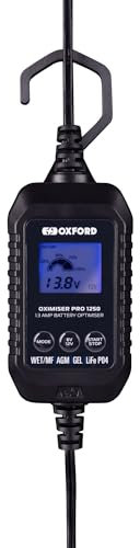 Oxford Oximiser Pro 1250 Battery Charger and Optimiser for Motorcycle, Car and Vehicles | 8 Stage Charging System, IP65 Weatherproof, LCD Display | 6V 12V WET MF AGM GEL LiFePO4 Batteries