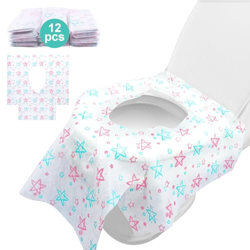ABirdon Toilette Auflage 12 Stück Einweg Toilettenauflagen, Toilettensitzbezug für Kinder, Toilettenpapierunterlage für Einkaufszentren, Krankenhäuser, Büros,Hospital,Office