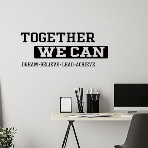 ANATTASOUL Gemeinsam können wir Wandtattoo, Wandaufkleber Wandsticker Wanddeko Selbstklebend für Wohnzimmer, Schlafzimmer, Flur, Badezimmer, Küche, Wanddeko(1pcx96x30cm+1pcx60x30cm)