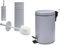 Crystals 3L Small Pedal Bin with Toilet Brush Set – Compact Waste Bin for Bathroom, Kitchen or Toilet, Soft Close Lid & Hygienic Hands-Free Design, Modern Rubbish Bin with Matching Brush Holder Grey