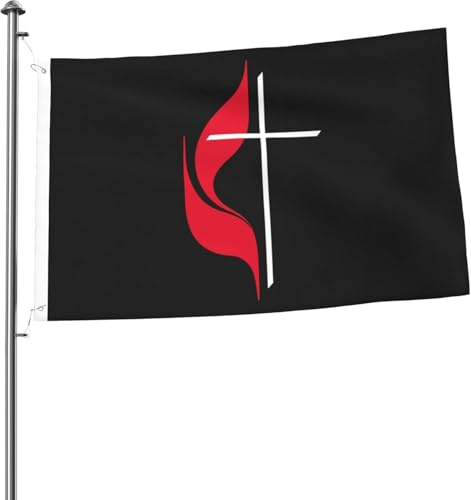 Flagge der United Methodist Church, 60 x 90 cm, helle Flaggen, Schwarz