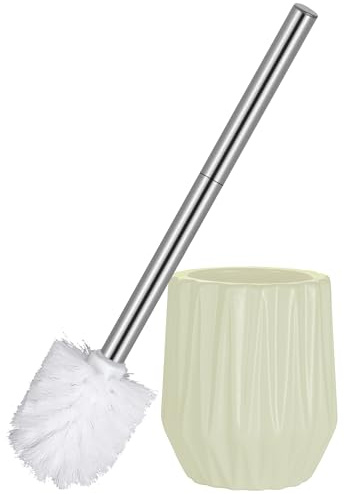 ASKLUND Klobürste Toilettenbürste WC Bürste WC Garnitur mit Halter aus Keramik Edelstahl Diamantform Beige