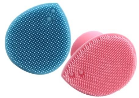 TOYANDONA 2 Stück Herzförmige Silikon Gesichtsreinigungsbürste mit Saugnapf Sanfte Kopfhautmassage und Tiefenwirksame Porenreinigung Ergonomisch für Hautpflege Geeignet Rosa Blau
