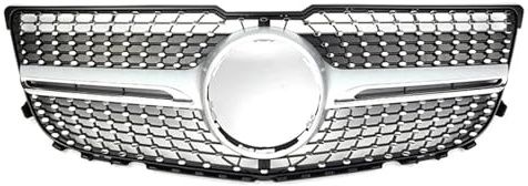 Kühlergrill Vorne Für Benz Für GLK-Klasse X204 2013-2015 GLK250 GLK300 GLK350 Für GTR Style Oberer Black Diamonds Style Racing Grilles Frontgrillgitter(Diamond-Silver)