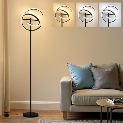 LMiSQ Stehlampe Wohnzimmer Modern mit Stufenloser Dimmung 3000K-6500K Stehleuchte mit Fernbedienung und Fußschalter 168cm Stehlampen 3 Farben 180° Verstellbares Design für Schlafzimmer