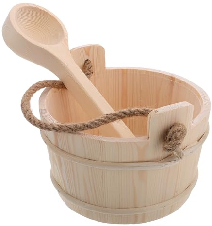 Toyvian Sauna Eimer Set aus Naturbelassenem Holz mit Holzlöffel für Dampferzeugung und Vielseitige Nutzung in Sauna Dusche und Spa Sicher und Entspannend für und Frauen