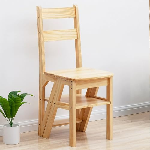 Vintage-Klapptritt aus Holz für Küche, Bibliothek, Stuhl, Leiter, tragbar und multifunktional, für Zuhause und Büro