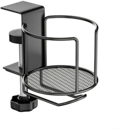EXTRWORY Schreibtisch-Becherhalter zum Klemmen auf Tisch, auslaufsicher, Flaschenhalter für Büro, Gaming, Strandkorb, Schwarz