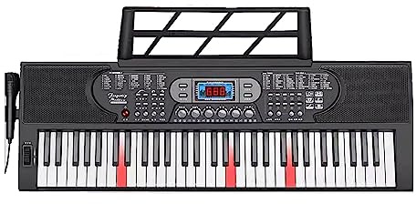 61-Key Electronic Multifunctional Piano, Rechargeable And Portable Musical Instrument for Music Teachers, Intelligent Pitch Slide Wheel (Black Smart Edition)