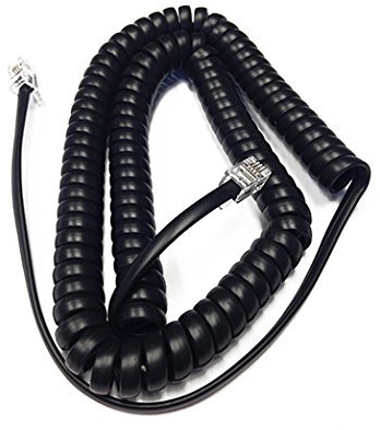 The VoIP Lounge Replacement 12 Foot Black Handset Curly Cord for Yealink SIP Phone T40 T41 T42 T44 T46 T48 T52 T53 T54 T56 T57 T59 T19 T21 T23 T27 T29 T30 T31 T32 T33 T38