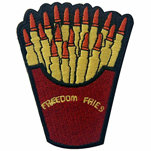 ZEGINs Besticktes Abzeichen zum Aufbügeln oder Aufnähen von Freedom Pommes Frites mit Kugel, 1 Stück, Rechteckig, Aufnäher, dekorativer Aufnäher, Aufnäher