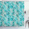ABAKUHAUS Paisley Duschvorhang, Paisley Blue Flowers, Stoffliches Gewebe Badezimmerdekorationsset mit Haken, 175 x 220 cm, Aqua Teal