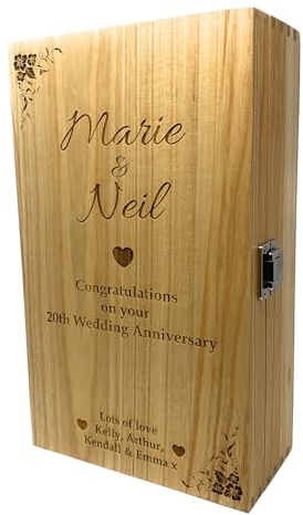 Rutherfords Gifts Personalised Double Wooden Wine/Champagne Box - Engraved Wedding Couples Gift
