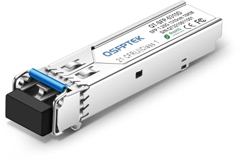 QSFPTEK 1000BASE-LX/LH Gigabit SFP Modul, 1.25G SFP 1310nm 10km DDM LC Port Single-Mode Mini-GBIC Transceiver für Cisco GLC-LH-SMD/GLC-LX-SM-RGD, Ubiquiti UF-SM-1G, Netgear, Mikrotik, Zyxel