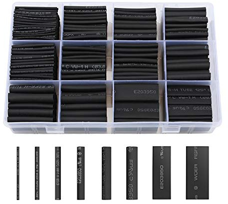 innhom 650pcs Heat Shrink Tubing Black Heat Shrink Tube Wire Shrink Wrap UL Approved Ratio 2:1 Electrical Cable Wire Kit Set Long Lasting Insulation Protection, Safe and Easy, Eco-Friendly Material