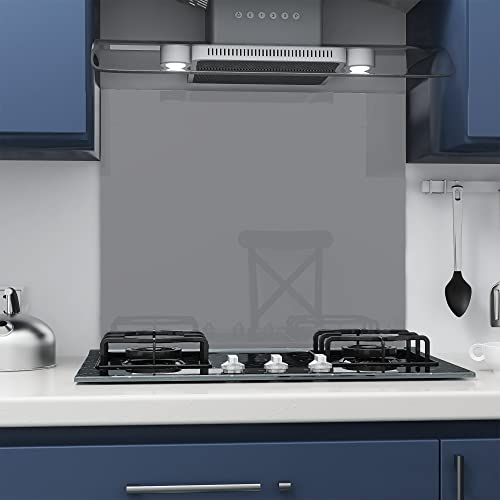 Home Supplies Grey Colour Toughened Glass Heat Resistant Splashback for Kitchen, Heat Resistant Splashbacks for Cookers (6080Grey)