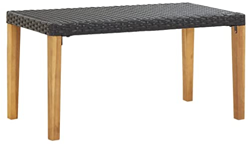 vidaXL Akazienholz Massiv Gartenbank Sitzbank Parkbank Bank Gartenmöbel Balkonbank Terrassenbank Rattanmöbel Rattanbank 120cm Schwarz Poly Rattan