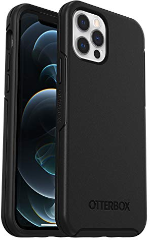 OtterBox Symmetry Hülle für iPhone 12 / iPhone 12 Pro, sturzsicher, schützende dünne Hülle, 3X getestet nach Militärstandard, antimikrobieller Schutz, Schwarz, Keine Einzelhandelsverpackung