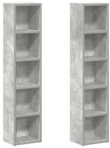 vidaXL 2-Piece CD Cabinets Concrete Grey 21 x 16 x 93.5 cm Chipboard